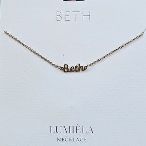🌸 BETH Script Name Chain Goldtone Necklace 🌸